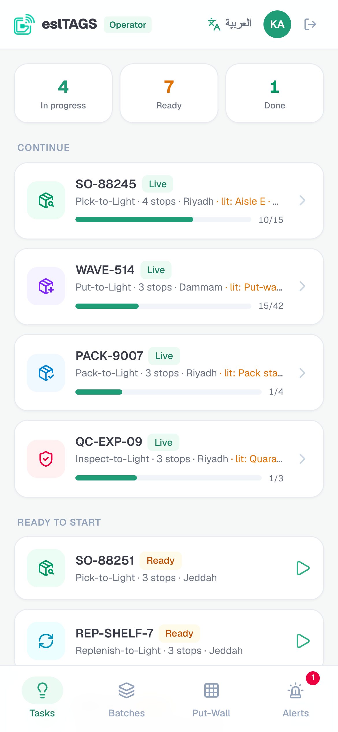 Built for the floor — operator PWA